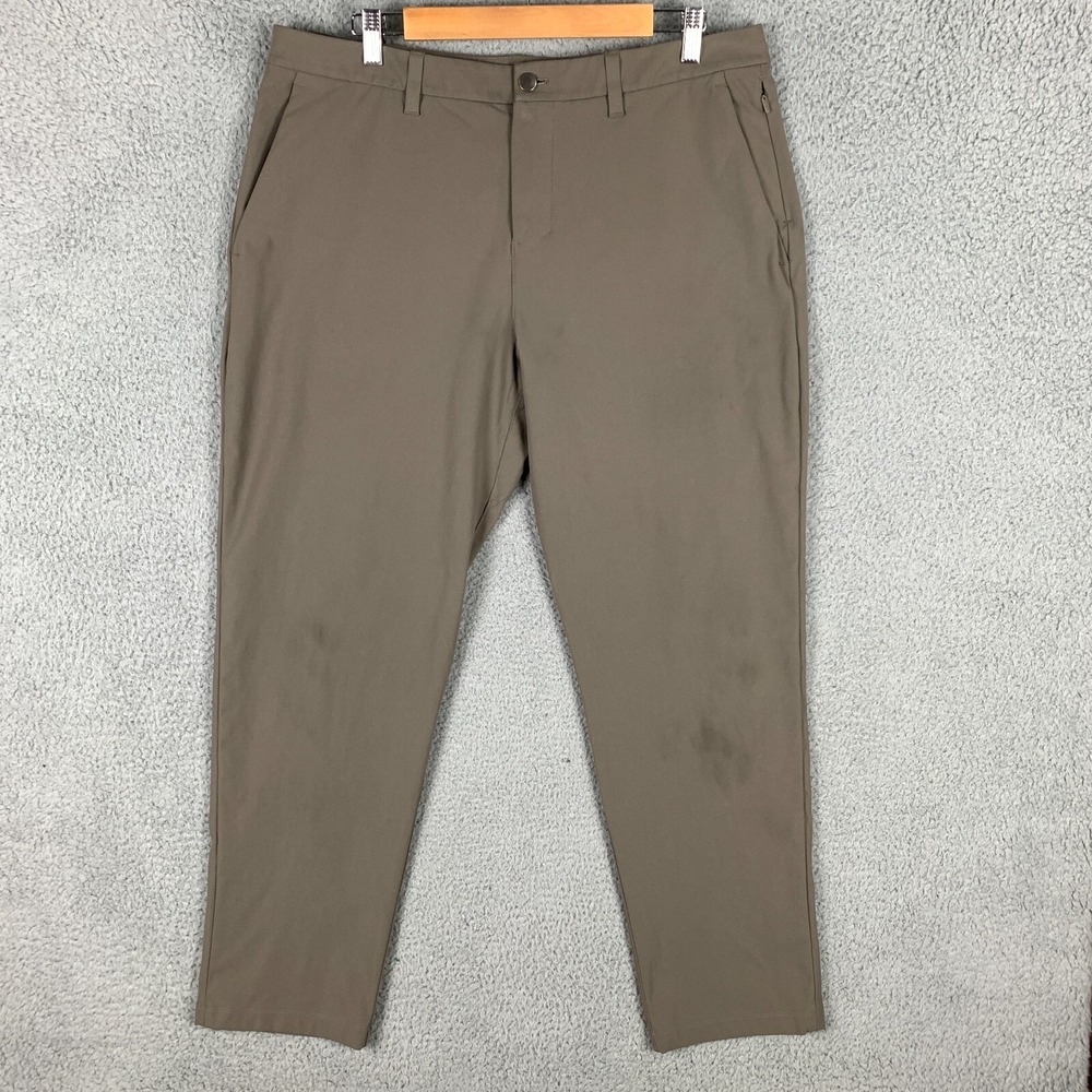 Lululemon ABC Pant Men's 36 x 30 Brown Classic-Fit 5 Pocket Stretch Casual Golf